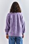 Women's Lilac Collar Knitted Sweater with Hole Detail and Stripes 20223207 - 6