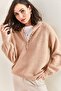 Women's Powder Collar, Buttoned, Crew Neck, Striped Knitwear Sweater 20223207 - 6