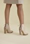 Mimi Lace Detailed Nude Matte 10 cm Women's Boots & Bootie, High Heels - 7