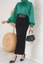 Lycra Pencil Skirt with Elastic Waist Black - 2