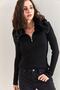 Women's Black Fur Collar Zippered Knitwear Sweater 20223234 - 4