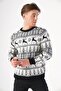 Men's Crew Neck Deer Patterned New Year's Knitwear Sweater - 3