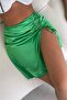 Women's Slit Satin Green Skirt 5351 - 2