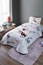Toy Cars Patterned Single Bedspread and Pique Set