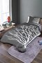 Gray Tree Patterned Single Bedspread and Pique Set