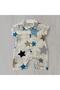 Star Patterned Muslin Collar Snap Fastener Barbatoz Baby Jumpsuit - 2