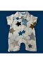 Star Patterned Muslin Collar Snap Fastener Barbatoz Baby Jumpsuit - 4