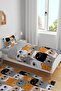Dark Cats Patterned Single Baby Kids Bedding Set - 2