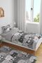 Gray Cats Patterned Single Baby Kids Bedding Set - 2