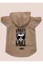 Hooded Fleece Sweatshirt Dog And Cat Outfit & Dress - Beige Crazy Cat - Size M