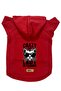 Red Crazy Cat Print Hooded Fleece Sweatshirt and Outfit - Size L