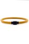 Yellow Colored Real Leather Black Clip Men's Bracelet M024h - 2