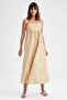 A-Line Square Neck Floral Strap Poplin Maxi Woven 100% Cotton Dress