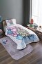 Blue Balloon Girl Patterned Single Bedspread and Pique Set - 2