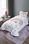Crowned Rainbow Patterned Single Bedspread and Pique Set