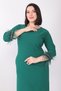 X Modapo Women's Solid Color Crew Neck Sleeve Feather Midi Plus Size Dress - 2