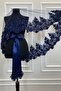 Navy Blue Bridal Veil Set, Henna Veil, Vip Model - 7