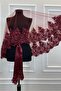 Burgundy Bridal Veil Set, Henna Veil, Vip Model - 7