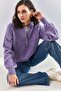 Women's Lilac Collar Knitted Sweater with Hole Detail and Stripes 20223207 - 7