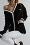 Black Gold Buttoned Ribbon Detailed Oversize Knitwear Cardigan - 6