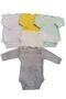 Long Sleeve Snap-on Badi Crew Neck Body Breathable Fabric Solid Color Bodysuit (Pack of 5) Between 0-48 Months - 5