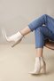 Mimi Lace Detailed Nude Matte 10 cm Women's Boots & Bootie, High Heels - 3