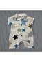 Star Patterned Muslin Collar Snap Fastener Barbatoz Baby Jumpsuit - 3