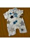 Star Patterned Muslin Collar Snap Fastener Barbatoz Baby Jumpsuit - 5