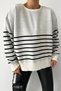 Women's Line Detail Crew Neck Long Sleeve White Knitwear Women's Sweater 0242 - 5