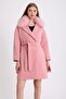 Cashmere Coat with Pink Fur Accessories