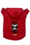 Hooded Fleece Sweatshirt Dog and Cat Outfit & Dress - Red Crazy Cat - Size S