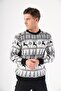 Men's Crew Neck Deer Patterned New Year's Knitwear Sweater - 2