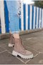 Mink Color Suede Lace Up Zippered Women's Boots