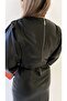 Balloon Sleeve Belted Leather Dress Black - 6