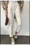 Drawstring Waist Knee-Stitch Detail Leather Pants