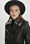 Leather Long Coat with Fur Detail