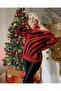 Women's Red, Shoulder Detailed Patterned Knitwear Sweater - 2