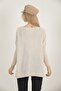 Women's Beige Honeycomb Pattern Thin Poncho Knitwear Sweater - 5
