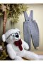 Buttoned Front Strap Ribbed Knitwear Gray Trousers - 3