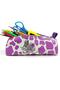 Pencil Case Cow Pattern Shoe Detailed Triangle Pencil Case Jumbo Vegan Leather Pen Holder - Purple - 3