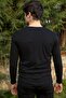 Men's Black Slim Fit V-Neck Combed Cotton Long Sleeve T-shirt F51550 - 4
