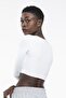 Women's Ecru Crop Scuba Fabric Sports Bustier - 7