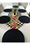 Checker Makkenzie Pumpkin Pattern Tasseled Runner 6 Black Supla American Service Set