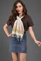 Women's Coral Printed Cotton Fringed Small Scarf - 4