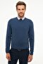 Men's Indigo Melange Slim Fit Crew Neck Basic Knitwear Sweater