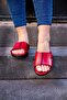 - 9200-3 Red Detailed Orthopedic Women's Slippers - 3