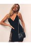 Black Mini Dress with Flexible Fabric Straps and Low-Cut Chest and Legs, Evening Dress 379