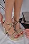 Women's Skin Suede Mirror Platform Heeled Evening Dress - 2