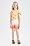 Girl's Regular Fit Floral Patterned Cotton Short Sleeve T-Shirt - 2