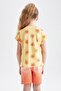 Girl's Regular Fit Floral Patterned Cotton Short Sleeve T-Shirt - 4